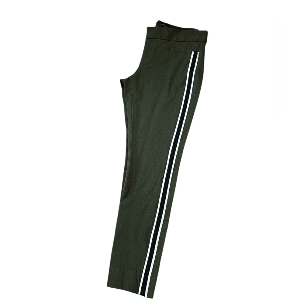 Banana republic army Green low rise pants side stripes skinny slacks petite 00